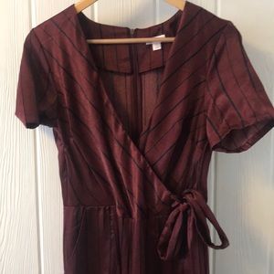 NWOT MAROON AND NAVY SATIN JUMPSUIT
